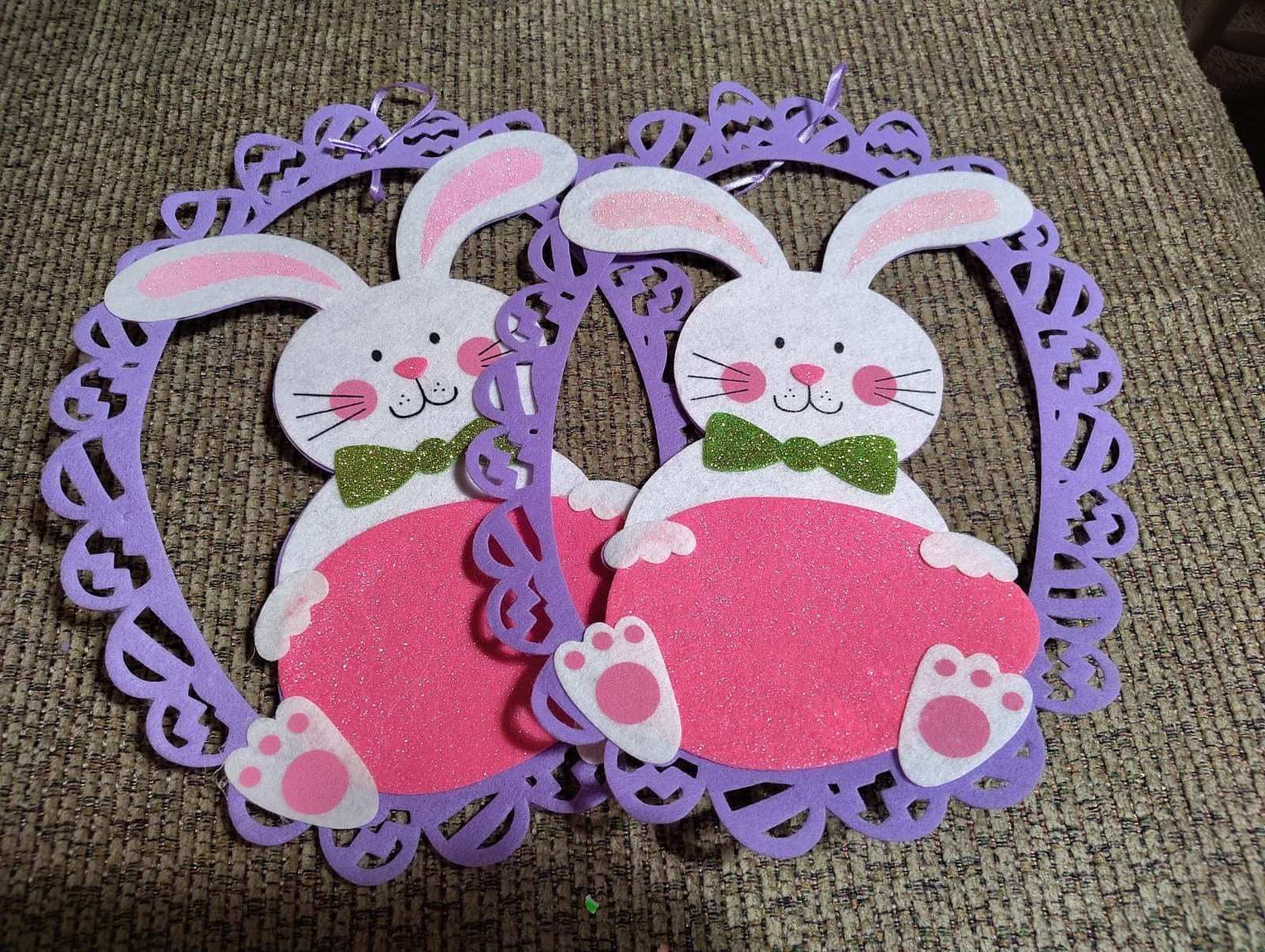 Set Of Two Felt bunny Decor For Easter Decoration - Thumbnail 7