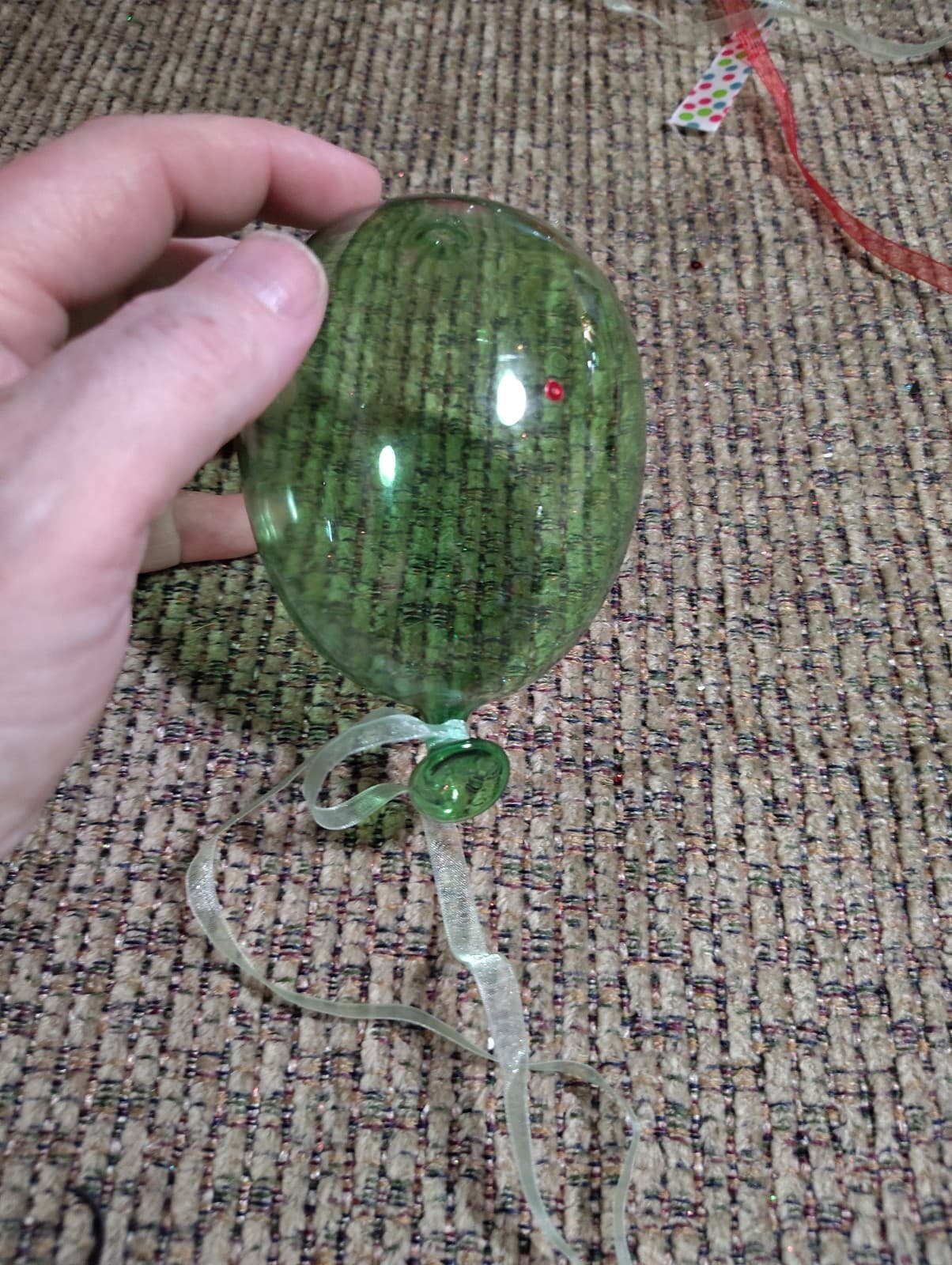Murano Inspired Hand Blown Glass Balloon Ornament Red/Green You Choose The Color - Thumbnail 2