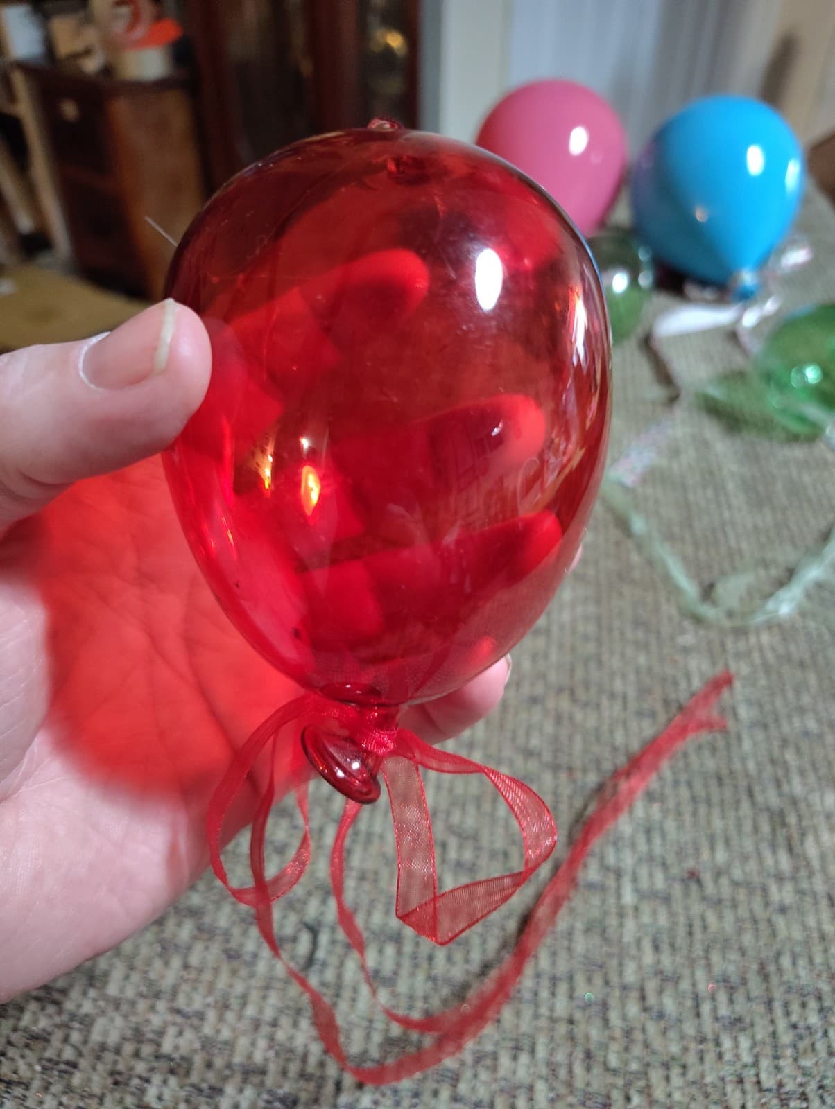 Murano Inspired Hand Blown Glass Balloon Ornament Red/Green You Choose The Color - Thumbnail 7