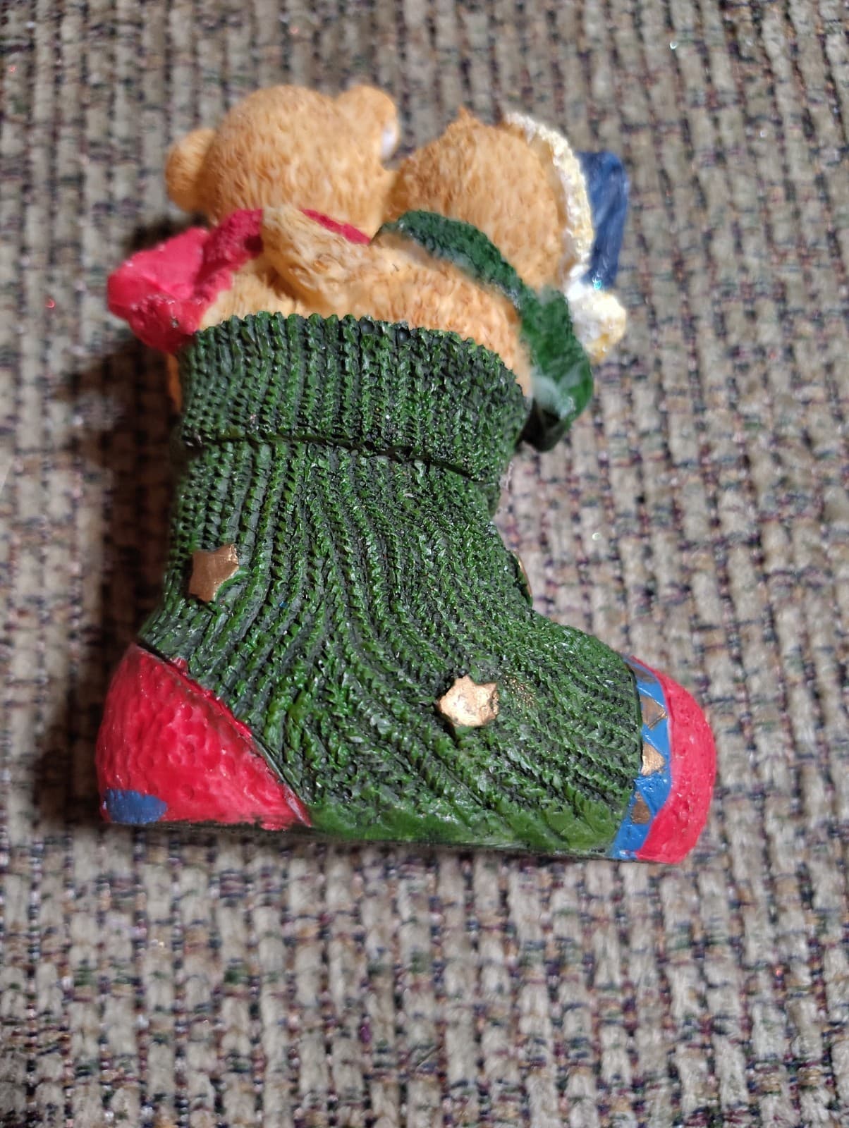 Teddy Bears in Stocking Joy Figurine Christmas Table Top 5" Resin Dolgencorp - Thumbnail 3