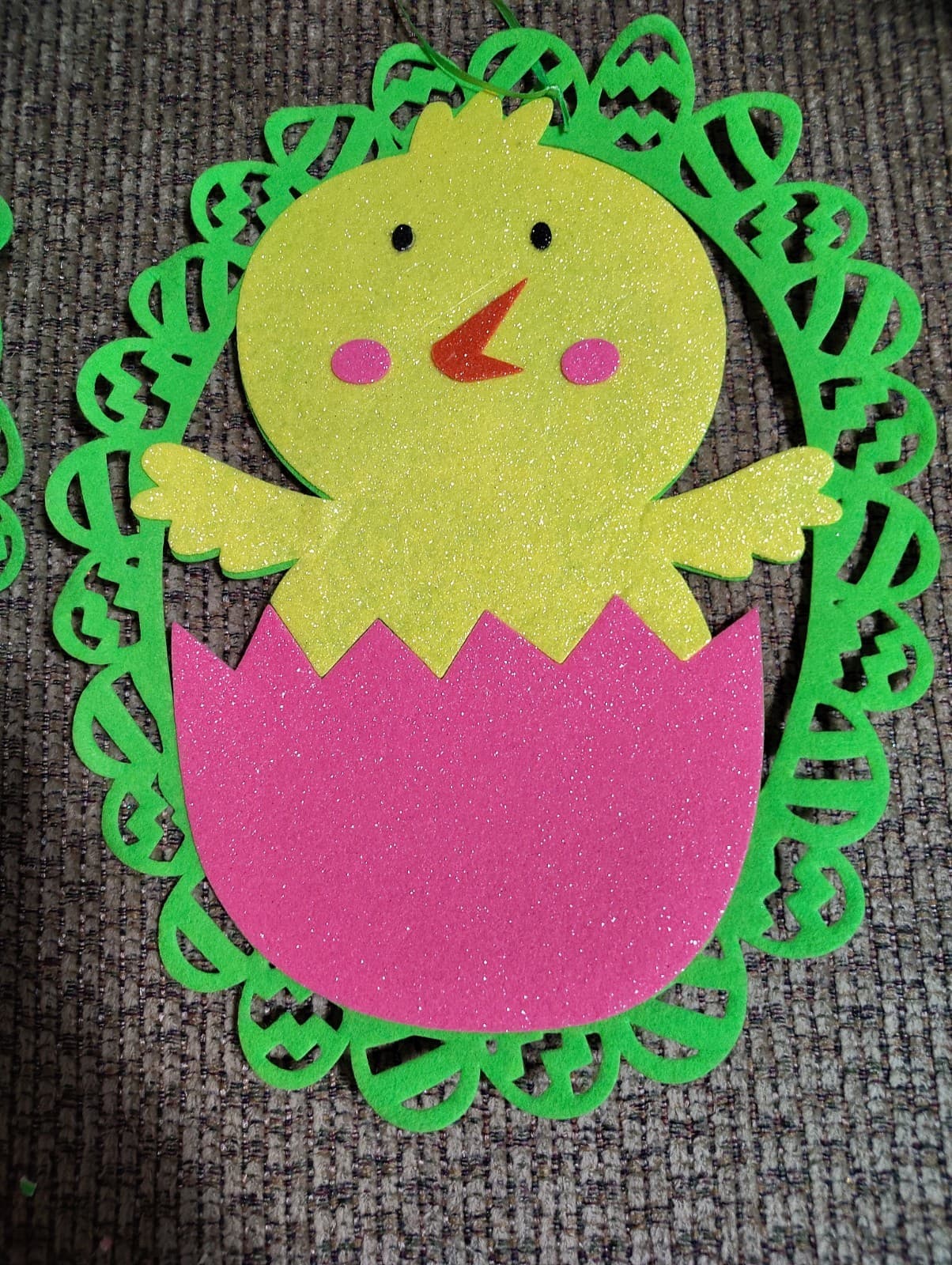 Set Of 2 Easter Baby Chicks Felt Hanging Decor Wall Decoration Chirp Happy
