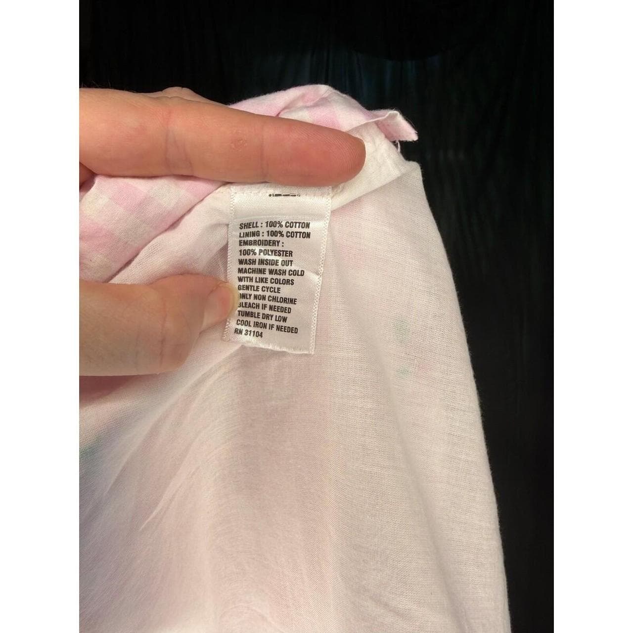 Kim Rogers Pink Gingham Shift Dress XL Rose Embroidery - Thumbnail 5