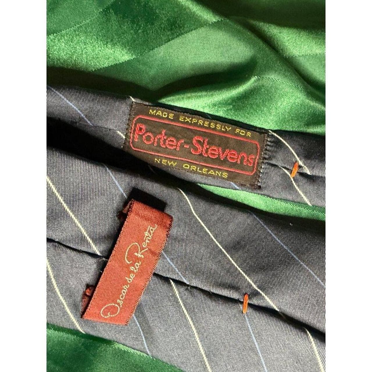 Vintage 80s Oscar de la Renta Silk Striped Tie Porter-Stevens New Orleans - Thumbnail 4