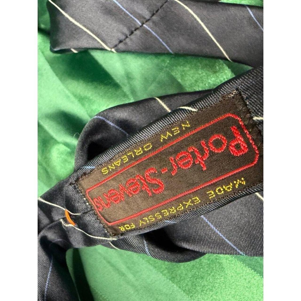 Vintage 80s Oscar de la Renta Silk Striped Tie Porter-Stevens New Orleans - Thumbnail 3