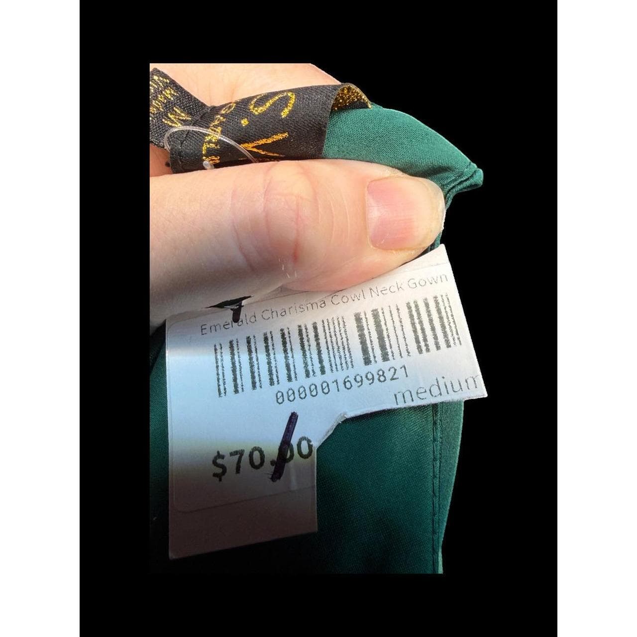Emerald Charisma Cowl Neck Gown - Size Medium - Thumbnail 3