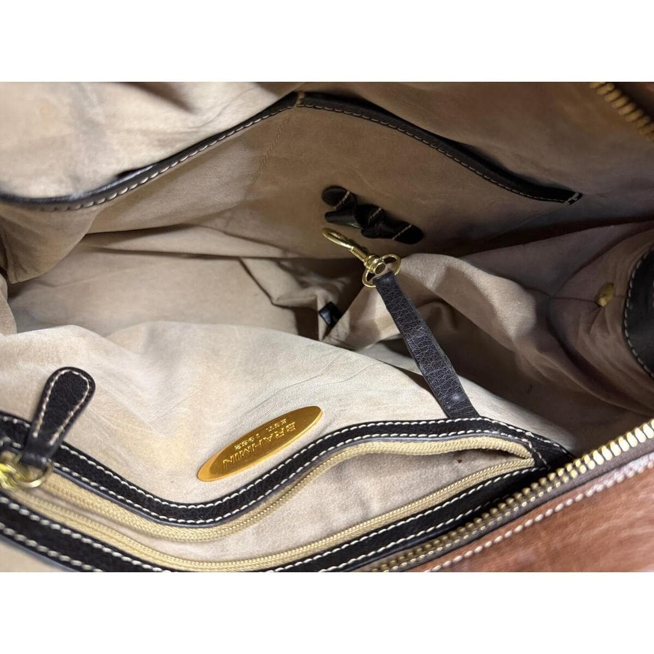 Vintage Y2K Brahmin RARE Mixed Exotic Leather Satchel Tote Bag - Thumbnail 4
