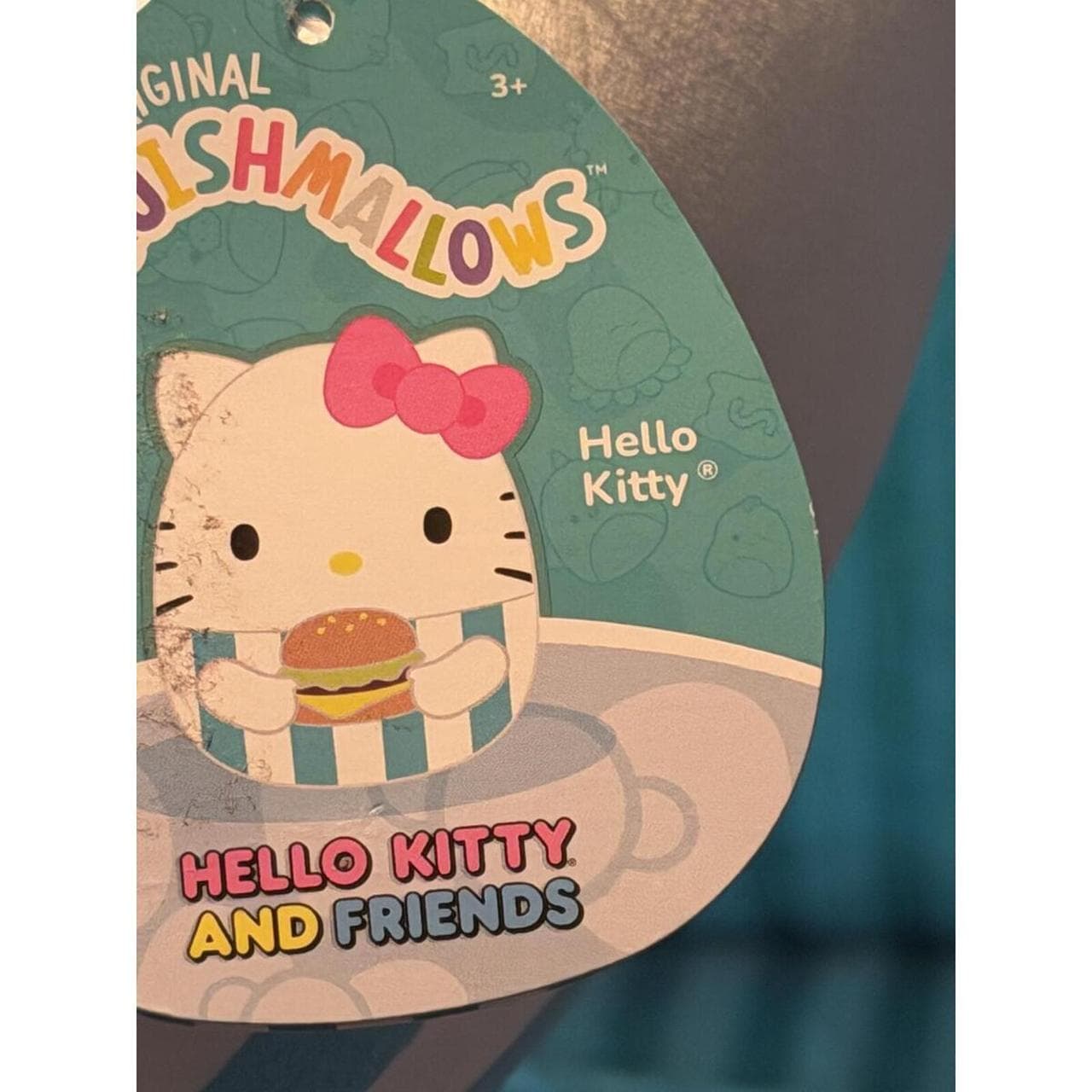 Squishmallow x Sanrio Hello Kitty Plush with Hamburger - Blue and White Striped - Thumbnail 3