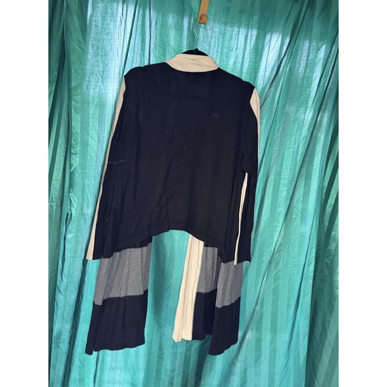 August Silk Colorblock Open Cardigan Large - Thumbnail 3
