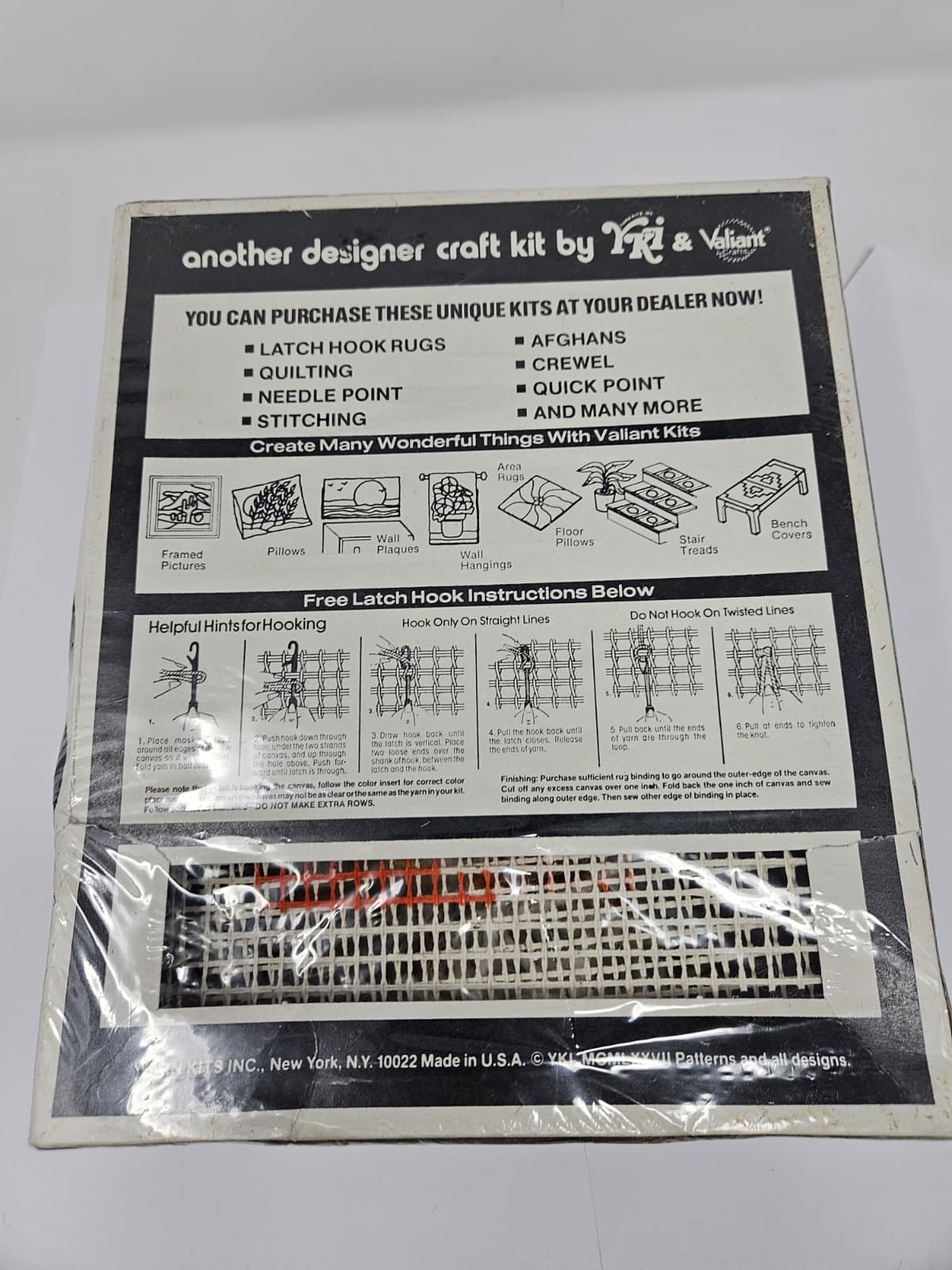 Vintage MCM Latch Hook Wall Hanging Rug Kit Lighthouse Valiant Crafts 9670 NOS - Thumbnail 2