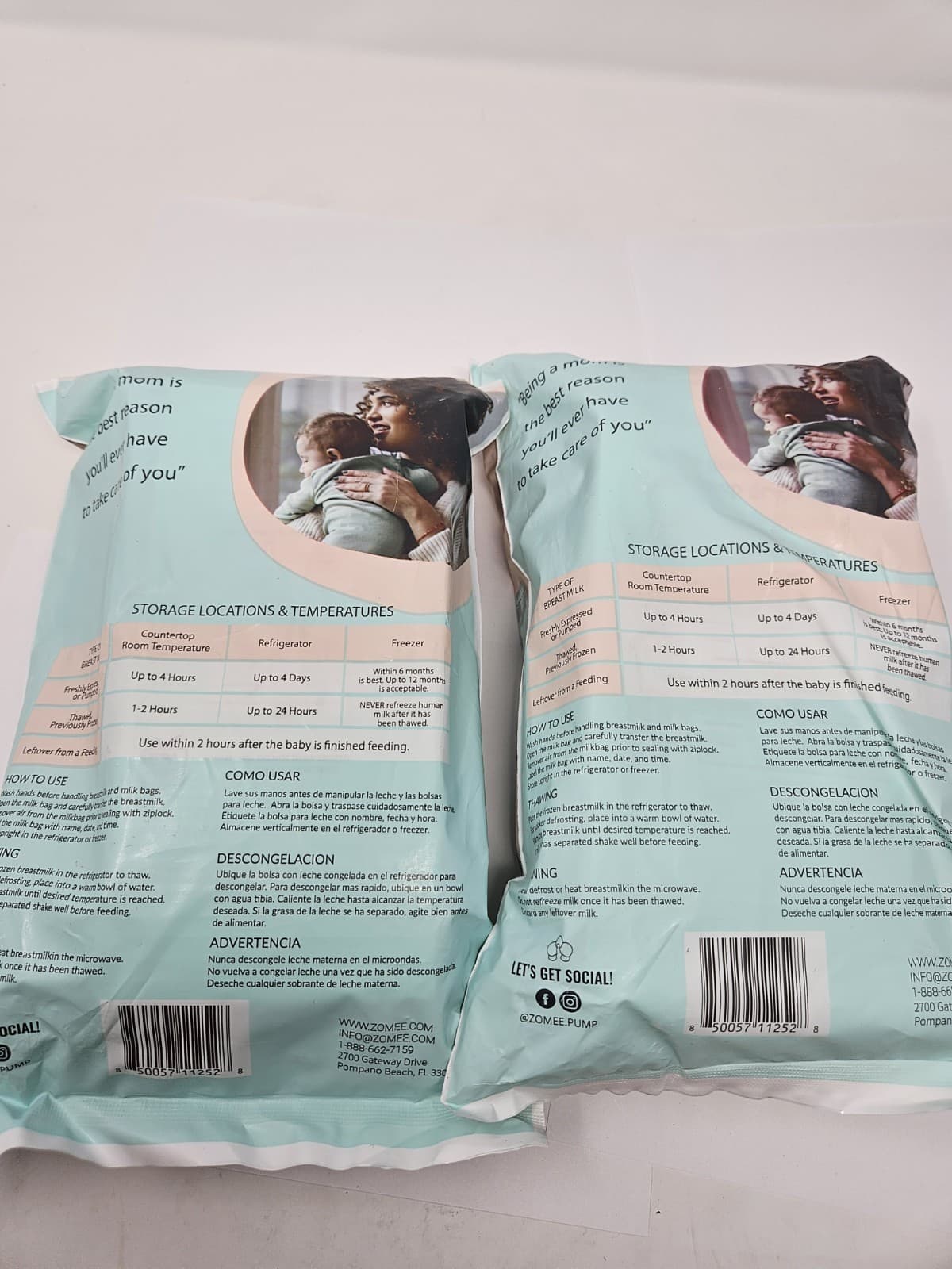ZOMEE 100 Count 8OZ/240ML Freezer Safe Double Ziplock BREASTMILK STORAGE BAGS(2) - Thumbnail 3