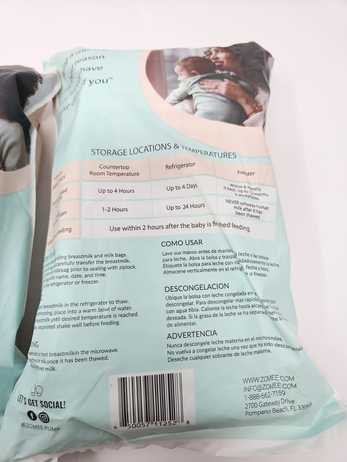 ZOMEE 100 Count 8OZ/240ML Freezer Safe Double Ziplock BREASTMILK STORAGE BAGS(2) - Thumbnail 4