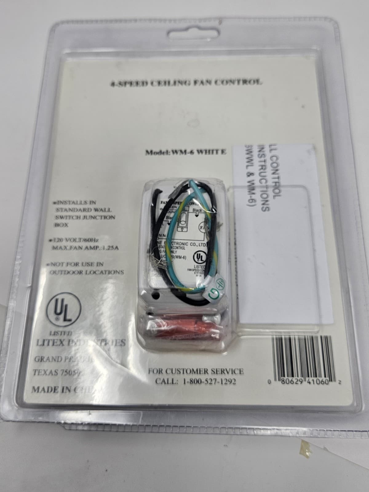 Litex Ceiling Fan Control Model WM-6 White, Sealed - Thumbnail 2