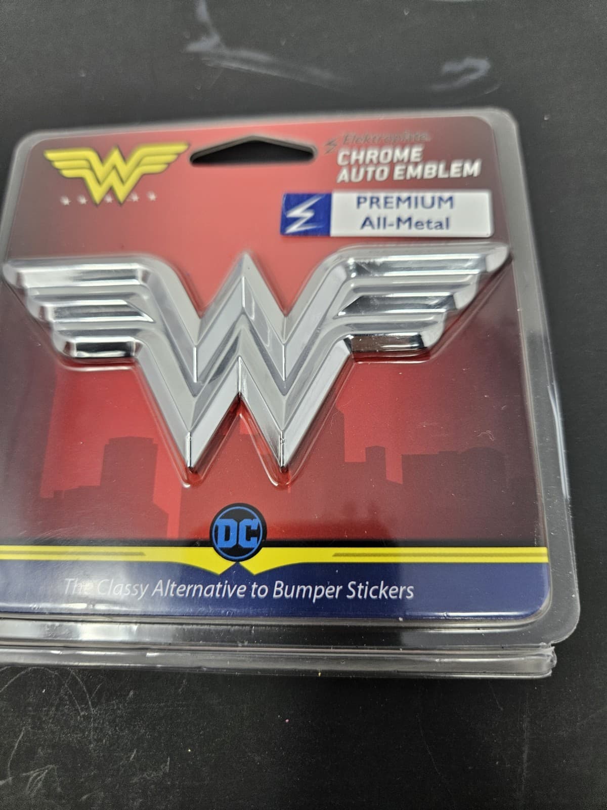 Electroplate Chrome Auto Emblem Wonder Women Premium All Metal Sealed