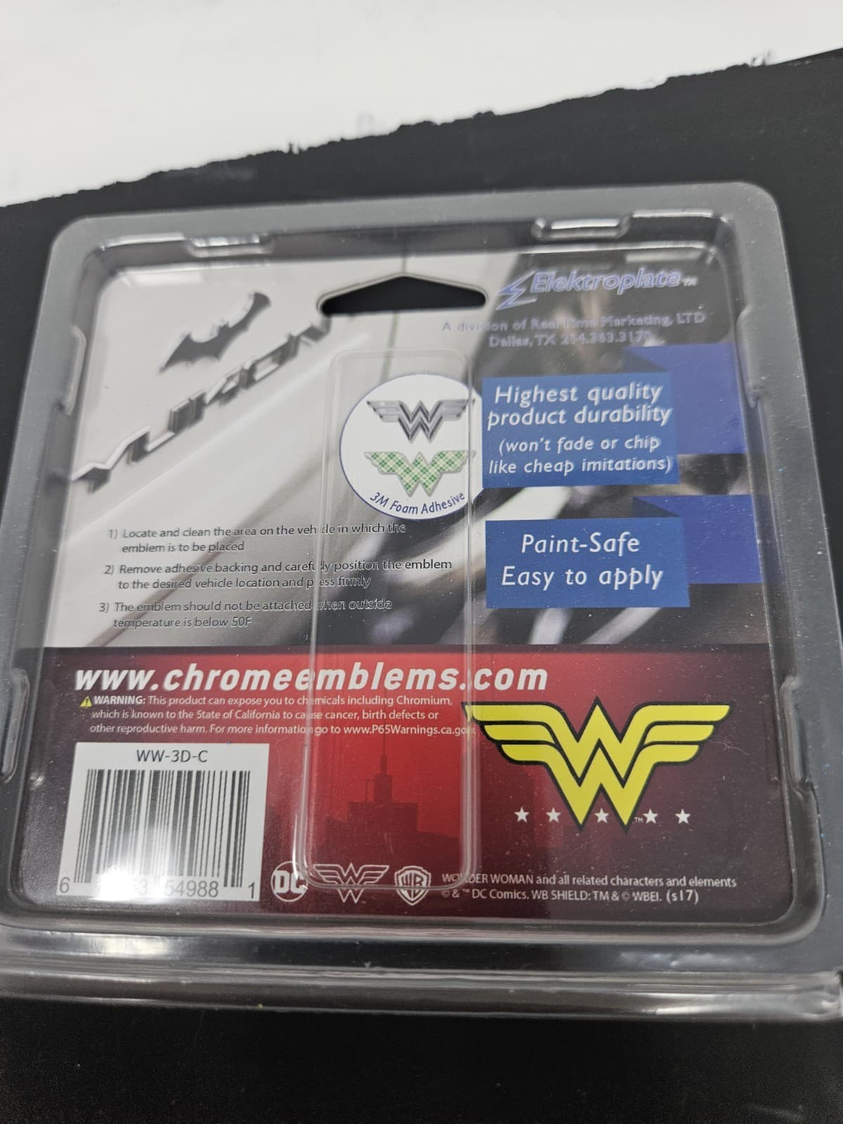 Electroplate Chrome Auto Emblem Wonder Women Premium All Metal Sealed - Thumbnail 2