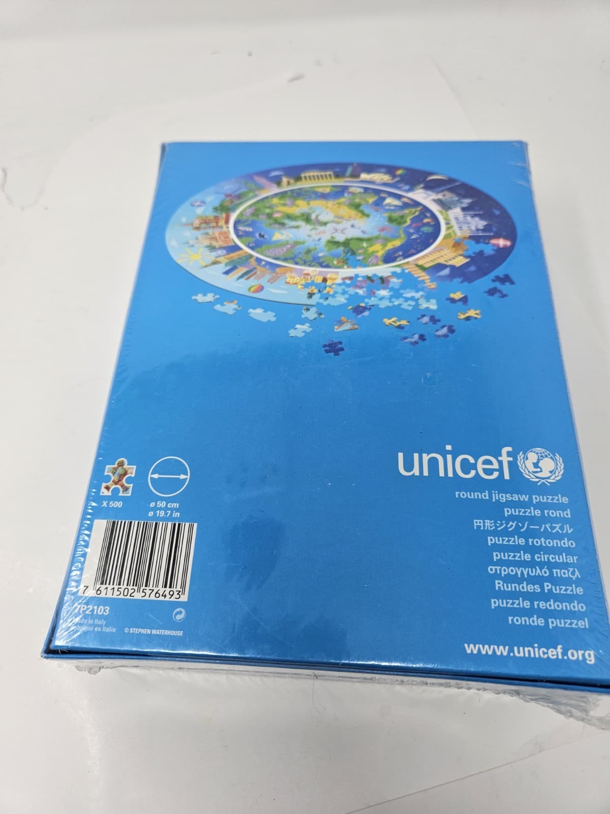 RARE 2009 UNICEF Round 500 Jigsaw Puzzle Around The World By Stephen Waterhouse - Thumbnail 2