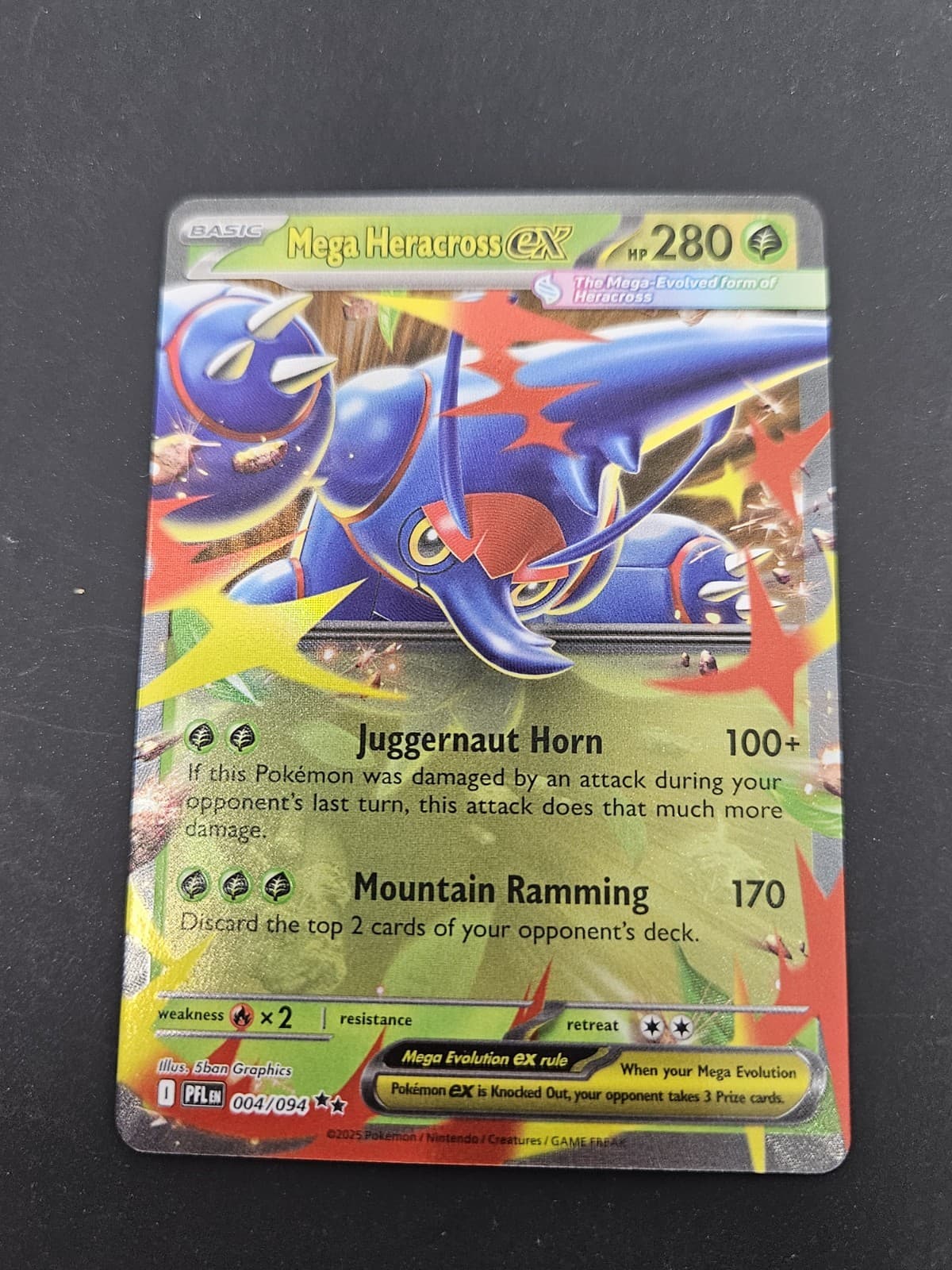 Mega Heracross ex 004/094 Me02: Phantasmal Flames Holo Pokemon TCG