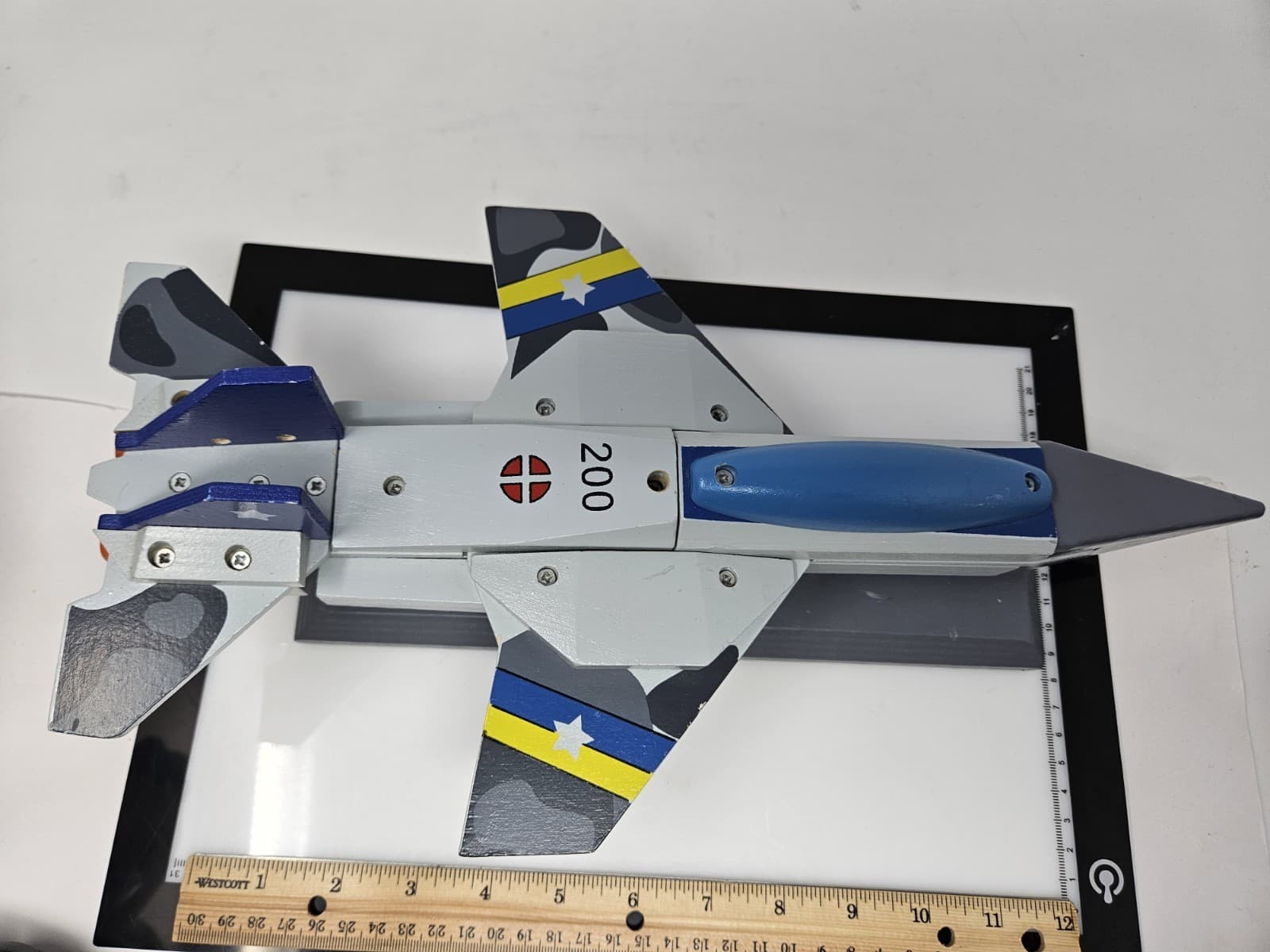 Vtg Airplane, Wooden Fighter Jet Model 15.5" L X 8" W, 6"T - Thumbnail 4