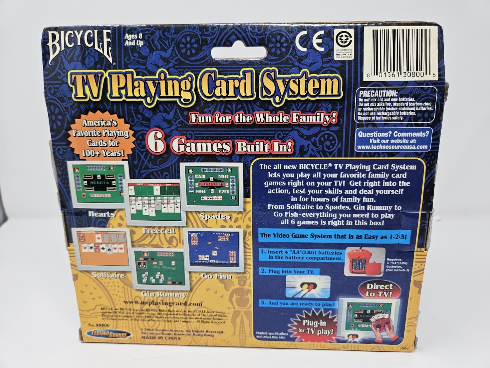 Bicycle TV Playing Card System 6 Card Games Built In Plug-in TV 2005 Sealed - Thumbnail 2