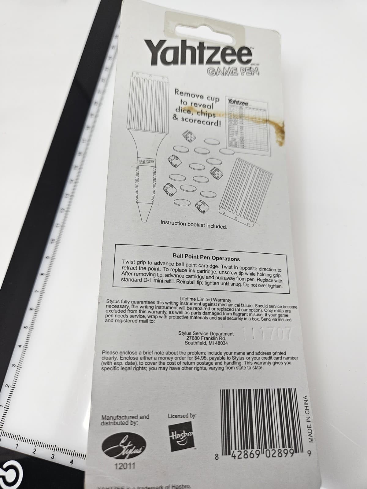 Yahtzee Collectible Game Pen, By Stylus, 2002 Dice Score Cards - Thumbnail 2