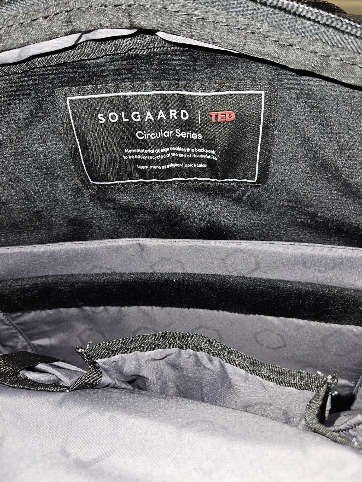 Solgaard Circular Work Black Laptop Tech Backpack Carry On - TED Edition - Thumbnail 2