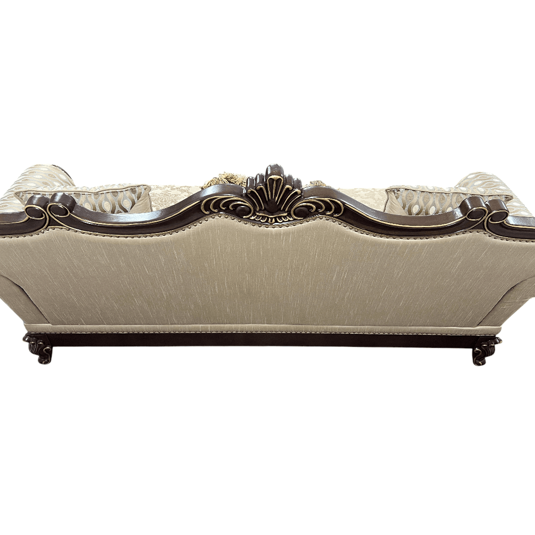 Fleur De Lis Living 2pc Set Shonta Traditional Chenille & Silk-like Fabric Sofa with Faux Crystal Tufted Design, Elegant Nailhead Trim, Cherry & Gold Finish - Thumbnail 10