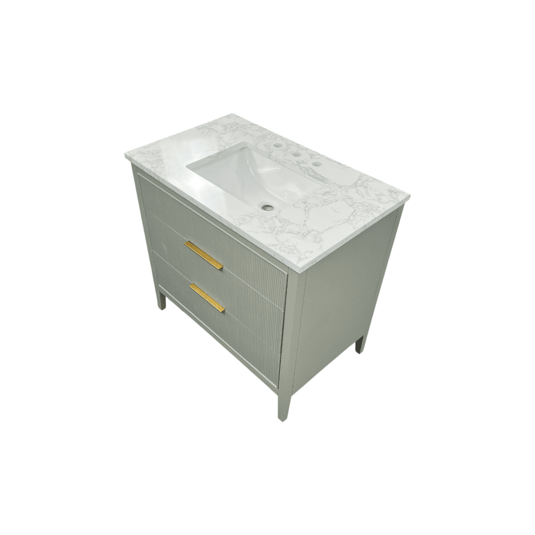Ebern Designs Bilroy Single Bathroom Vanity with Engineered Stone Top - Thumbnail 5