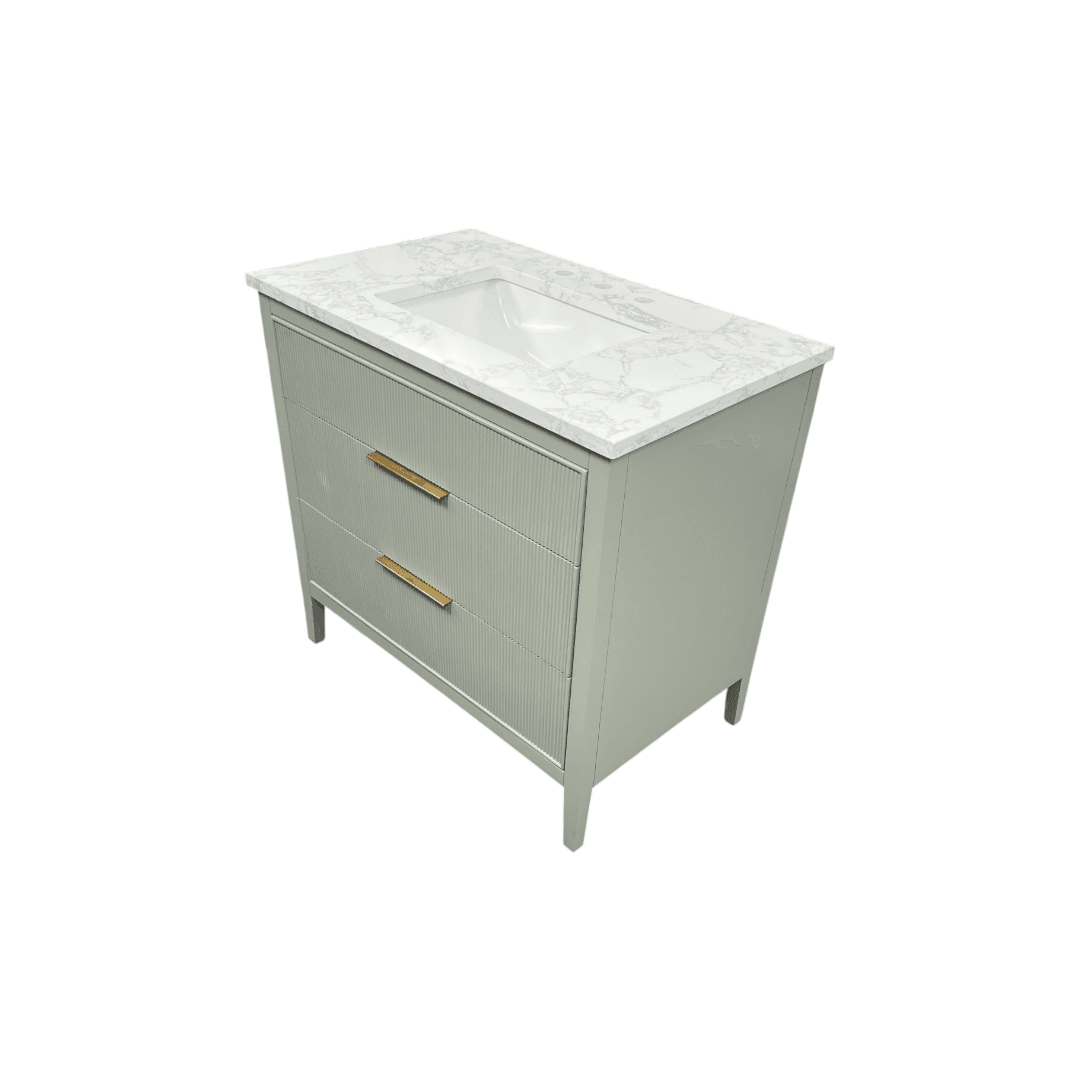 Ebern Designs Bilroy Single Bathroom Vanity with Engineered Stone Top - Thumbnail 4