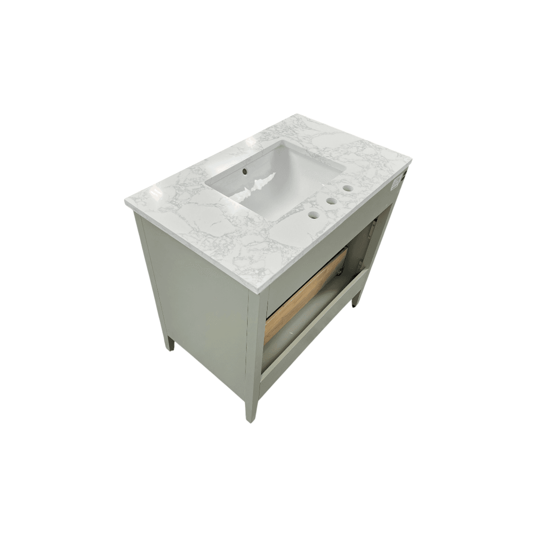 Ebern Designs Bilroy Single Bathroom Vanity with Engineered Stone Top - Thumbnail 9