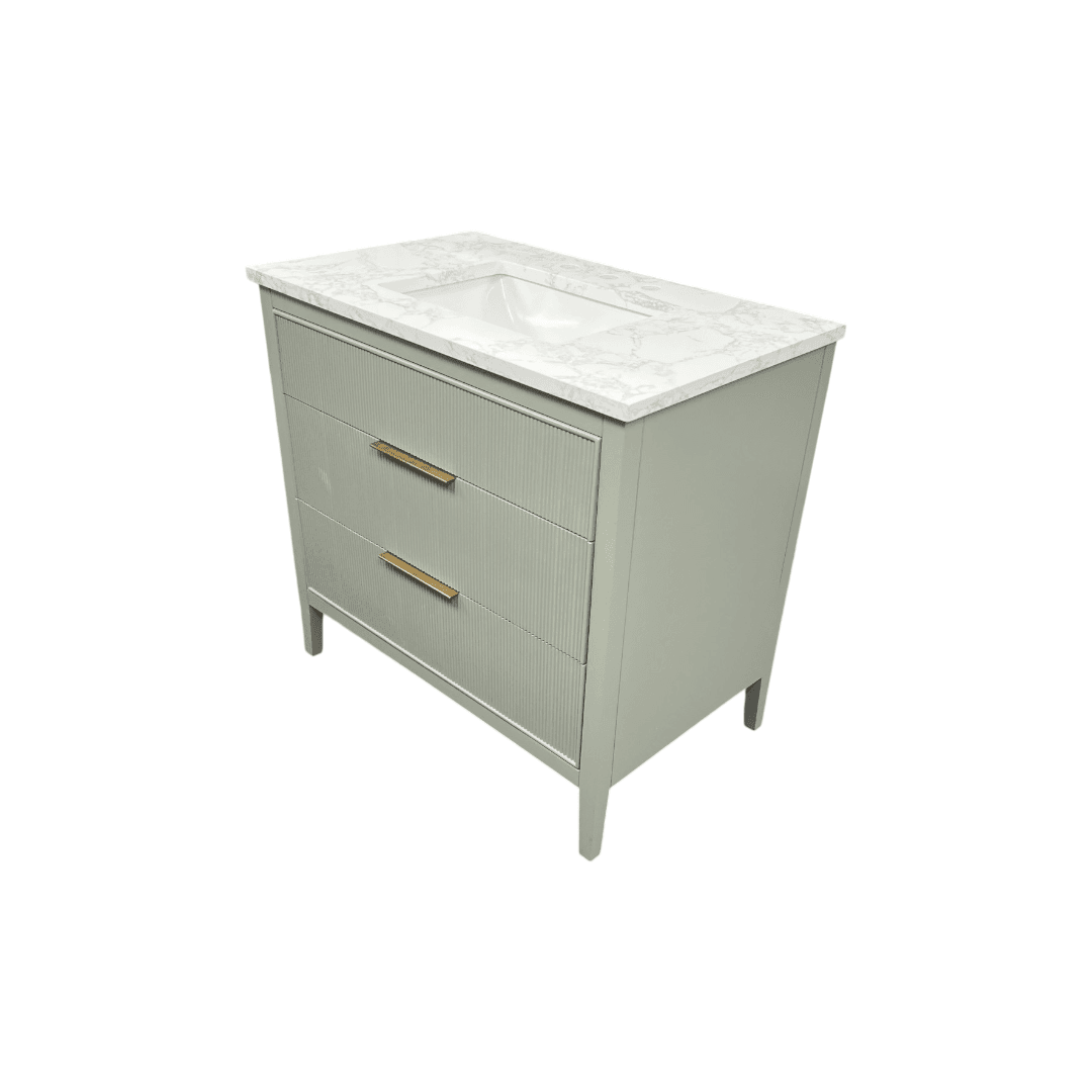 Ebern Designs Bilroy Single Bathroom Vanity with Engineered Stone Top - Thumbnail 3