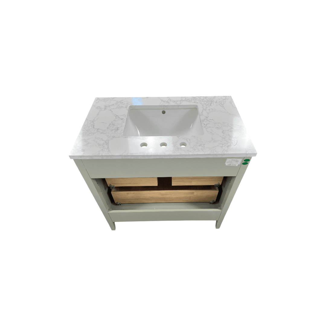 Ebern Designs Bilroy Single Bathroom Vanity with Engineered Stone Top - Thumbnail 12