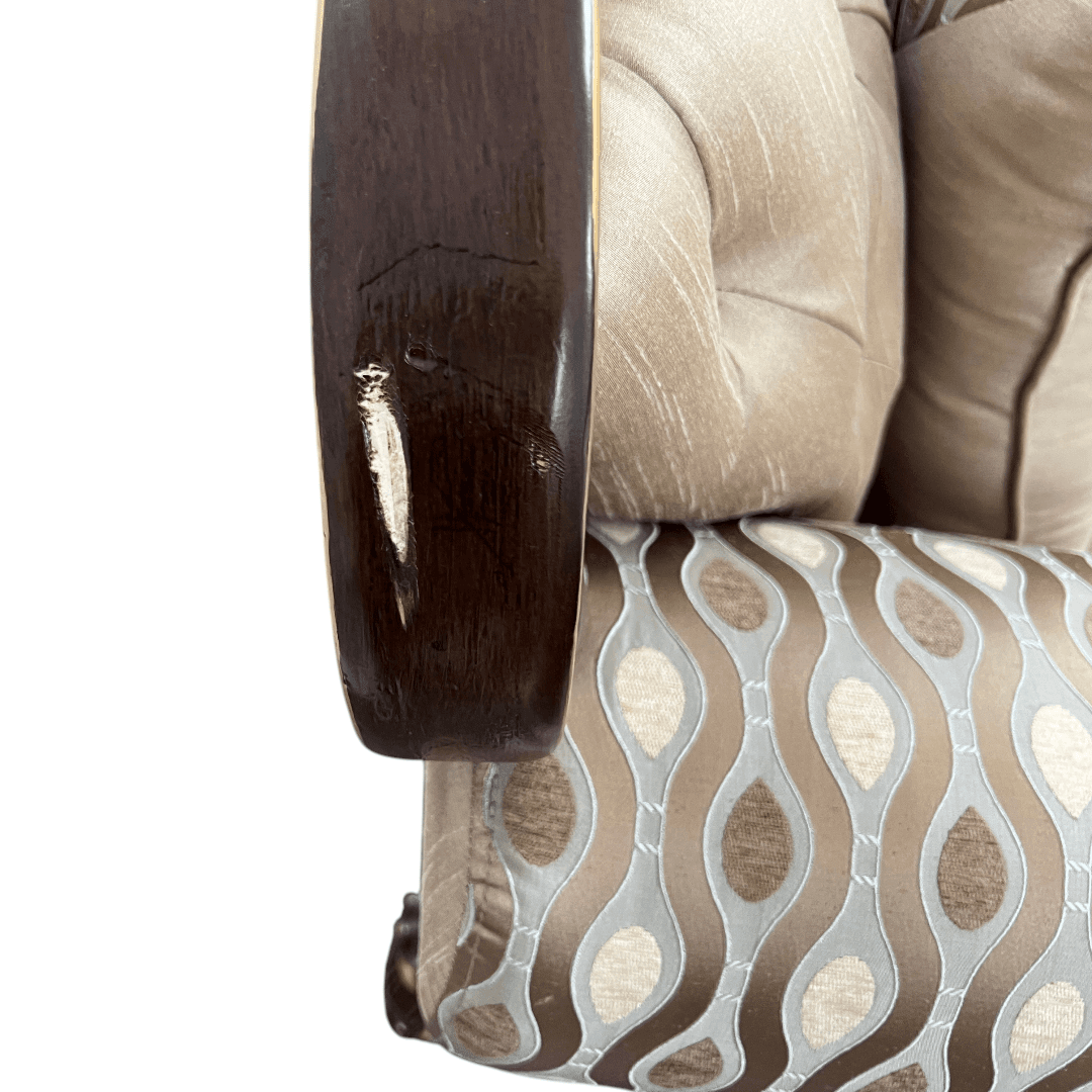 Fleur De Lis Living 2pc Set Shonta Traditional Chenille & Silk-like Fabric Sofa with Faux Crystal Tufted Design, Elegant Nailhead Trim, Cherry & Gold Finish - Thumbnail 11