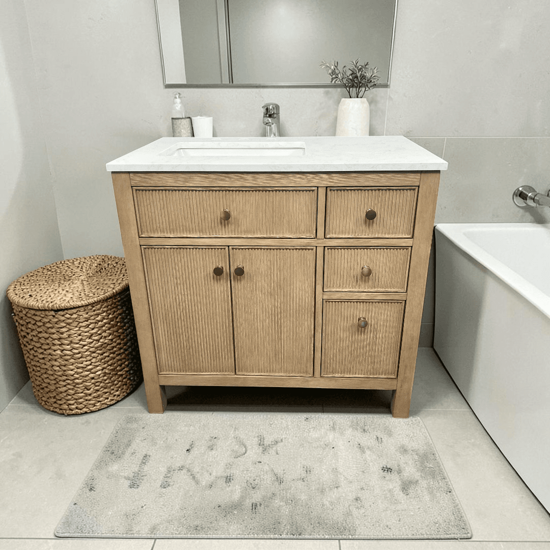 Birch Lane Lala Single Bathroom Vanity with Grain White Engineered Stone Countertop without Mirror