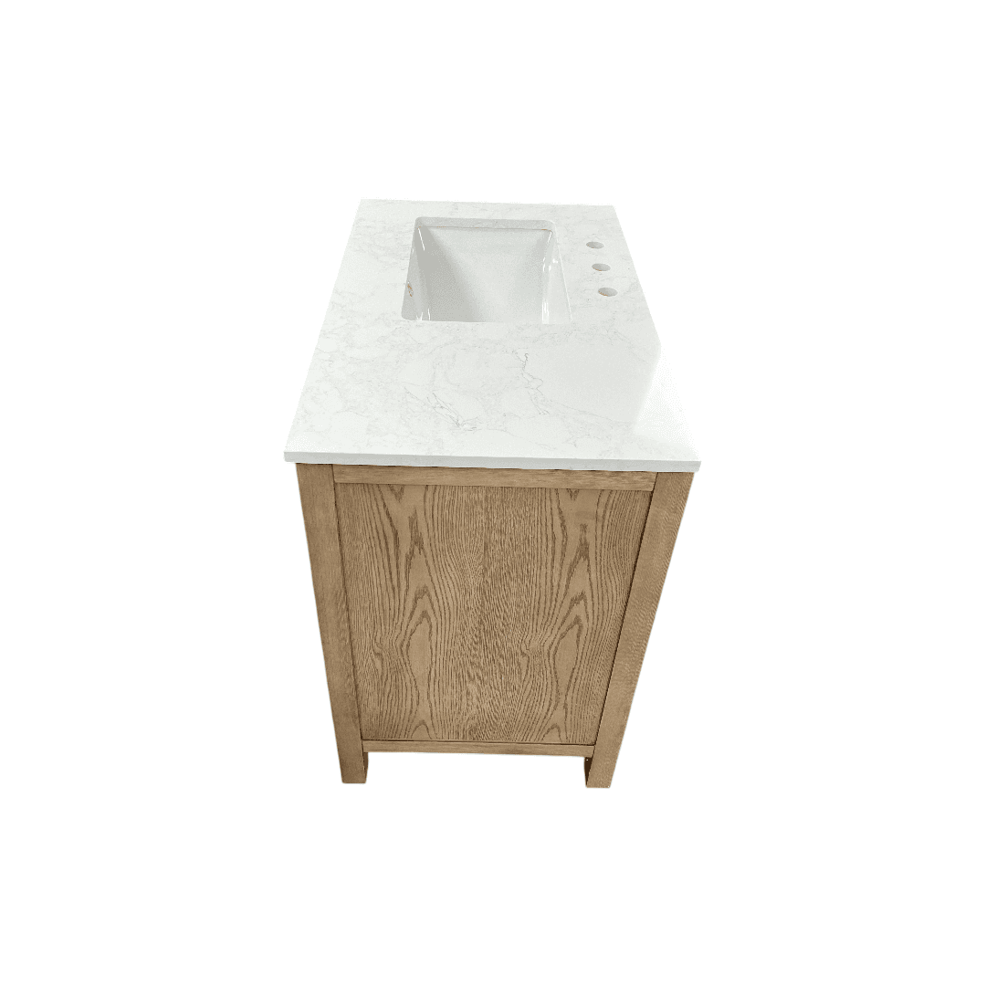 Birch Lane Lala Single Bathroom Vanity with Grain White Engineered Stone Countertop without Mirror - Thumbnail 7
