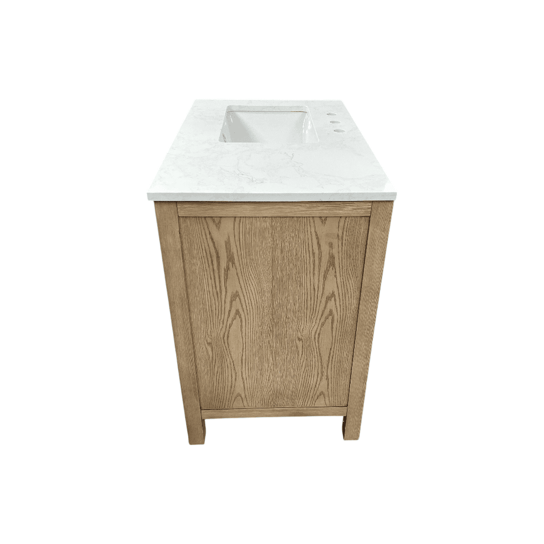 Birch Lane Lala Single Bathroom Vanity with Grain White Engineered Stone Countertop without Mirror - Thumbnail 6