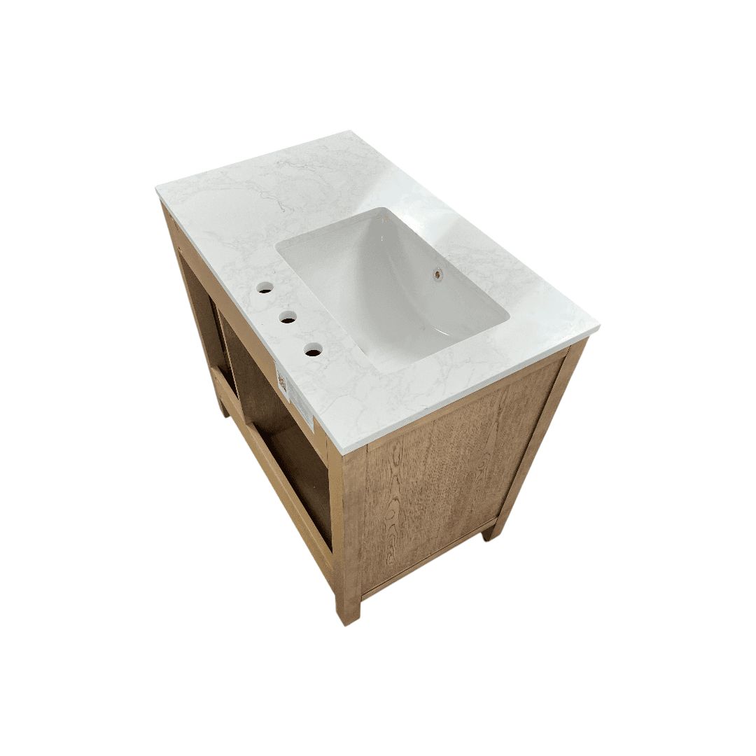 Birch Lane Lala Single Bathroom Vanity with Grain White Engineered Stone Countertop without Mirror - Thumbnail 14