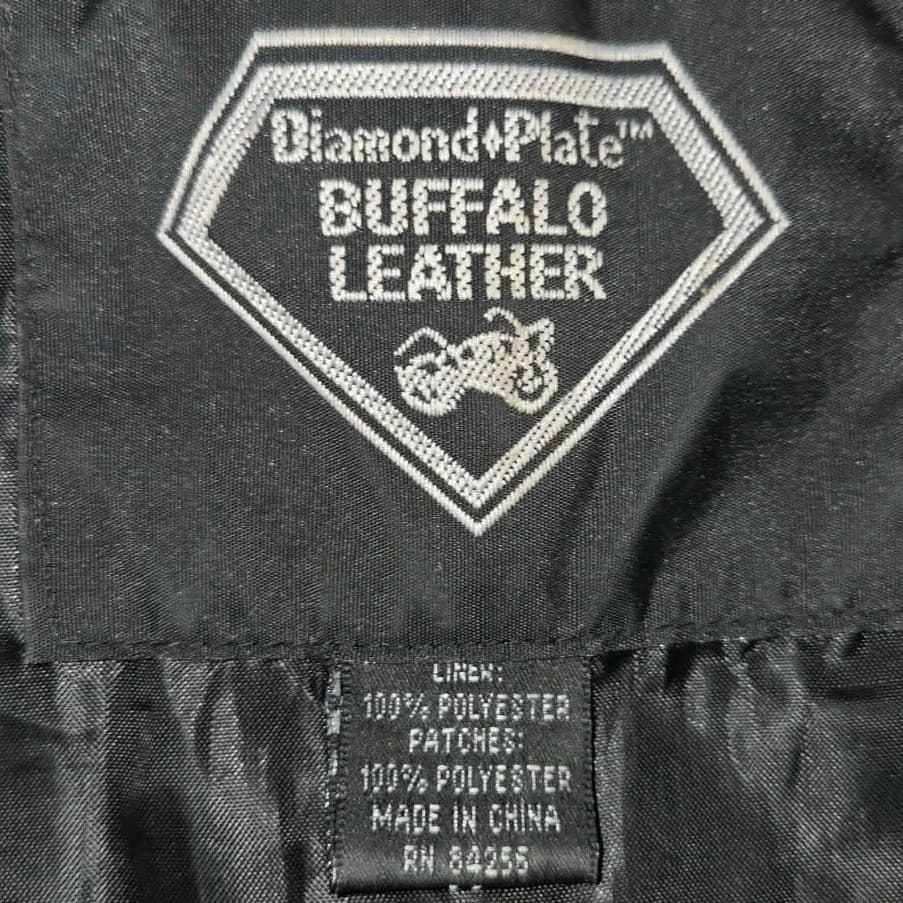 Diamond Plate Leather Vest Mens Medium Black Biker Patchwork #Motorcycle - Thumbnail 4