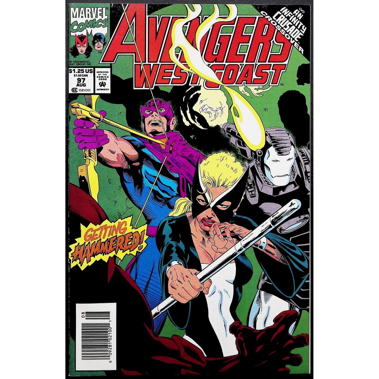 Avengers West Coast #93 #95 #97 Annual #8 Newsstand Lot War Machine Marvel 1993 - Thumbnail 2