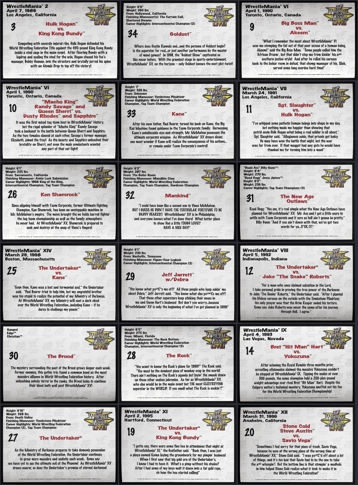 Vintage WWF WWE DuoCards WrestleMania Trading Cards 18x Lot Attitude Era RAW 90s - Thumbnail 3