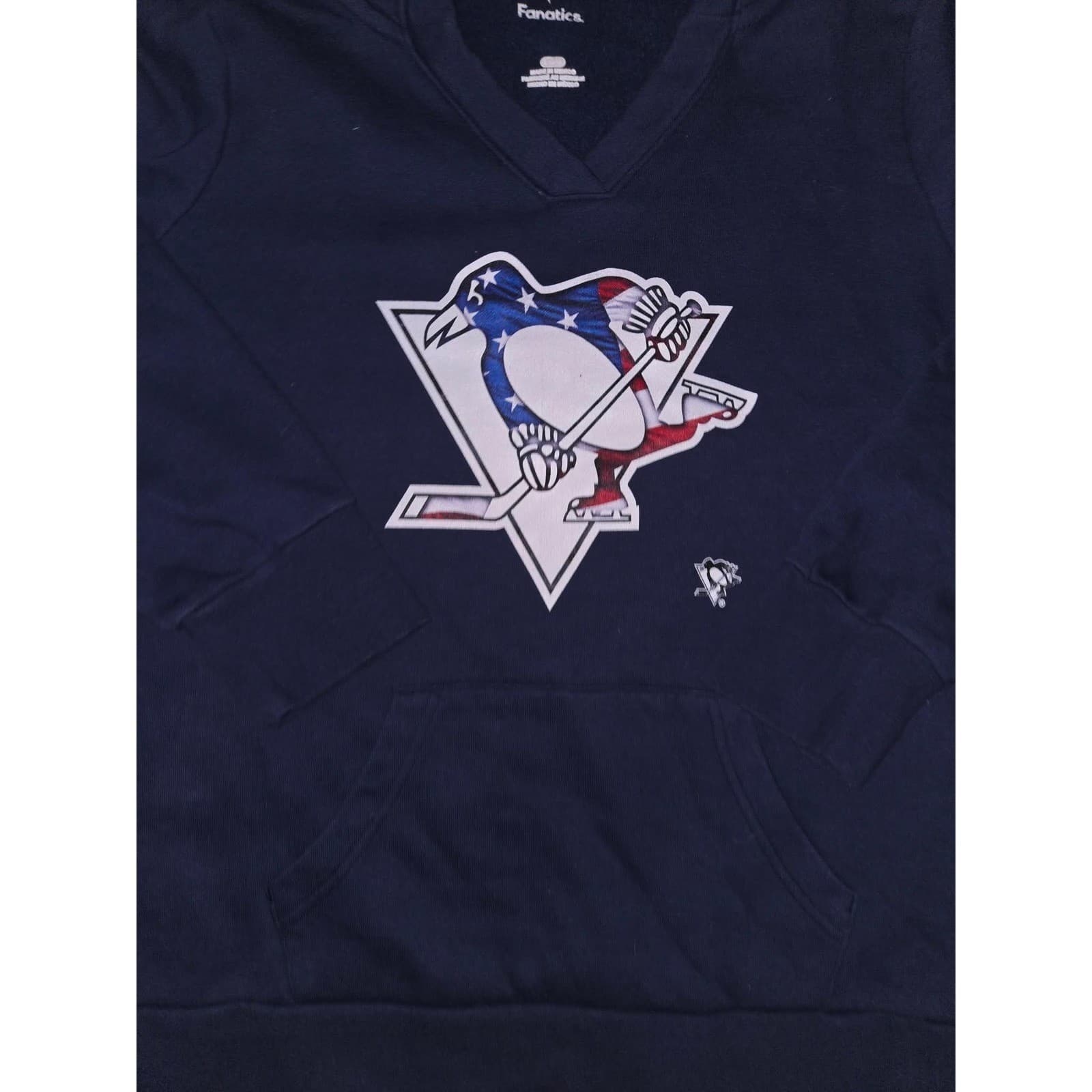 Fanatics Hoodie Pittsburgh Penguins Navy Blue American Flag Logo Women's L - Thumbnail 8