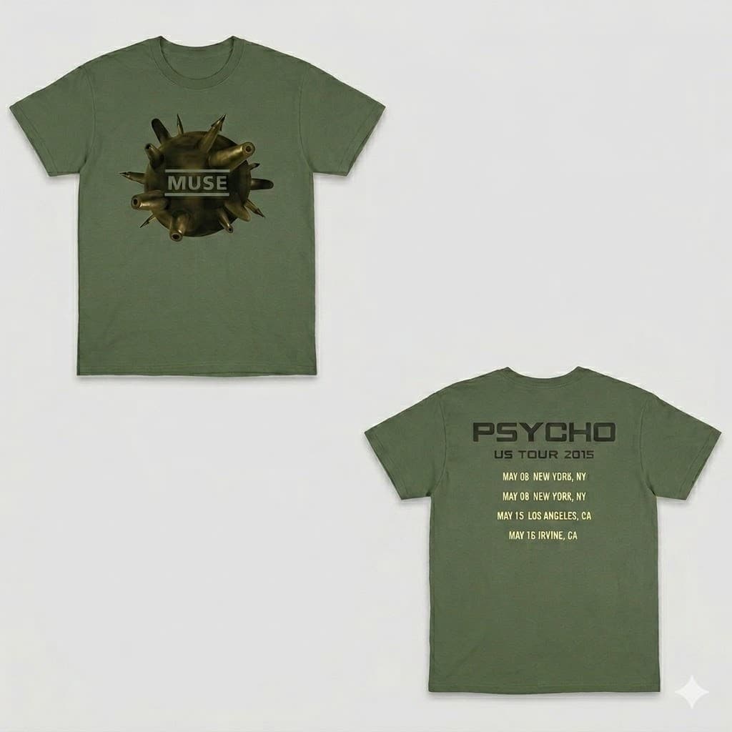 Vintage Muse Psycho Fanclub NYC Concert Tour 2XL T-shirt XXL 2015 RARE - Thumbnail 4