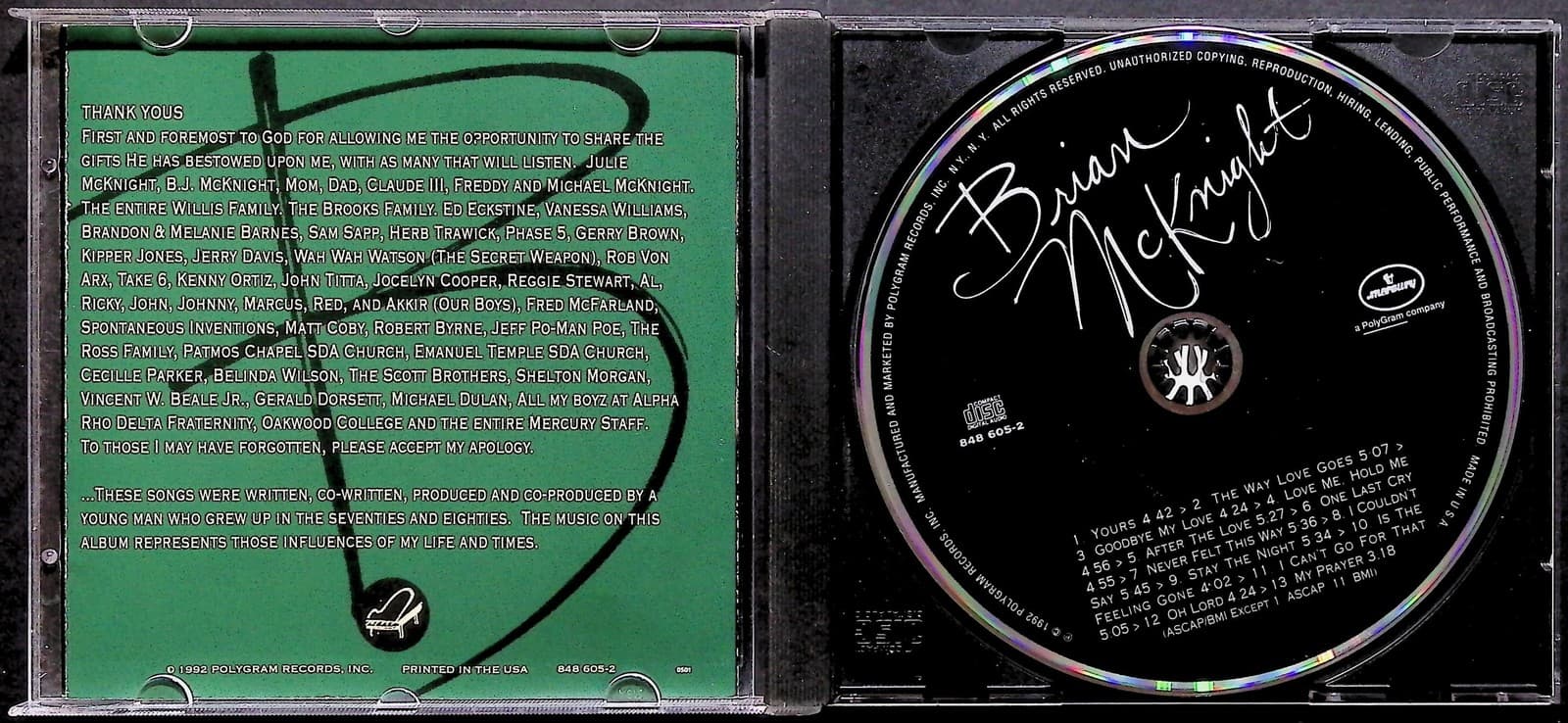 Brian McKnight CD Self Titled Album 1992 R&B Soul Mercury Polygram Music CD - Thumbnail 3