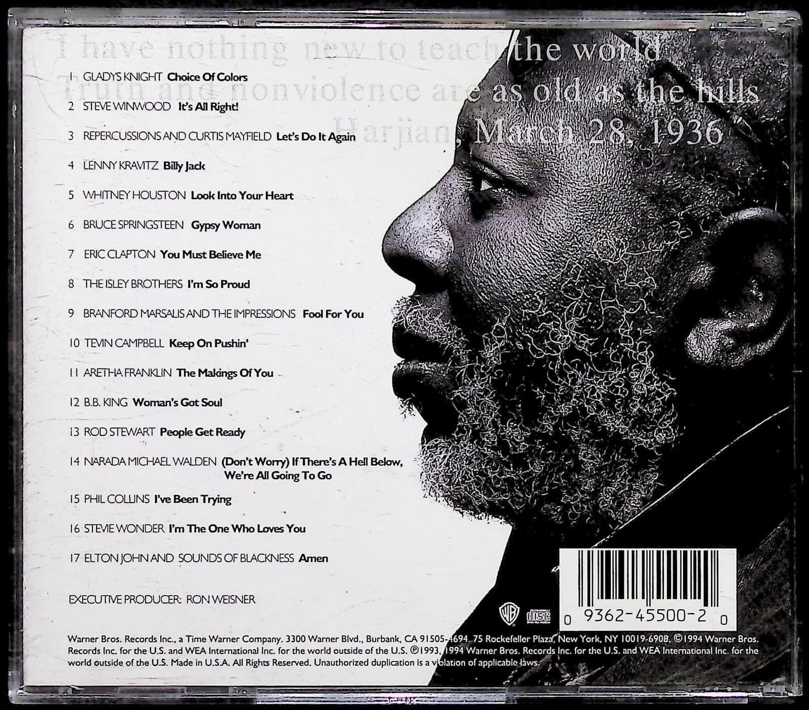 Various Artists CD A Tribute To Curtis Mayfield Soul R&B 1994 Warner Bros Album - Thumbnail 2