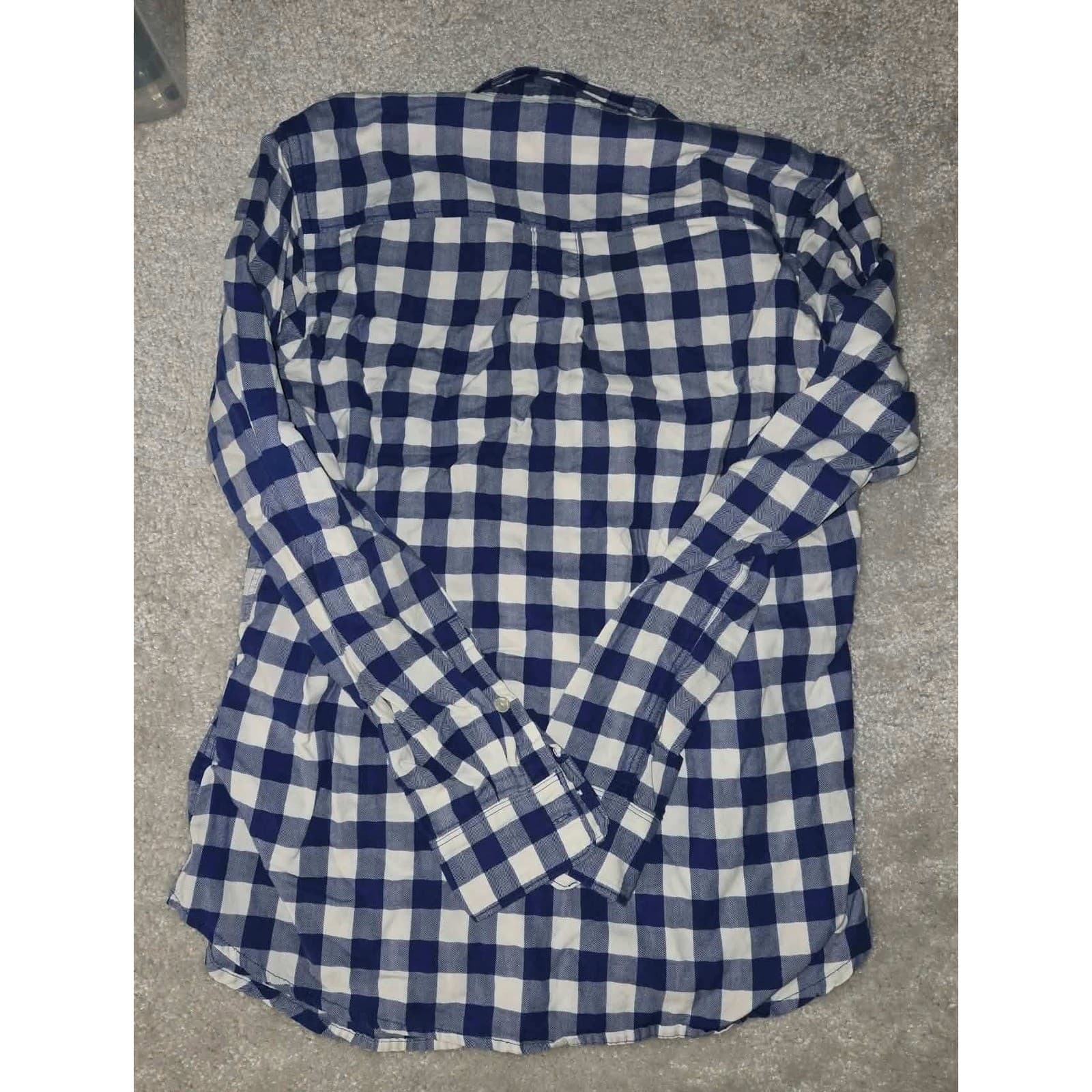 Banana Republic Button Down Shirt Navy White Gingham Soft Wash Cotton Women XS - Thumbnail 7