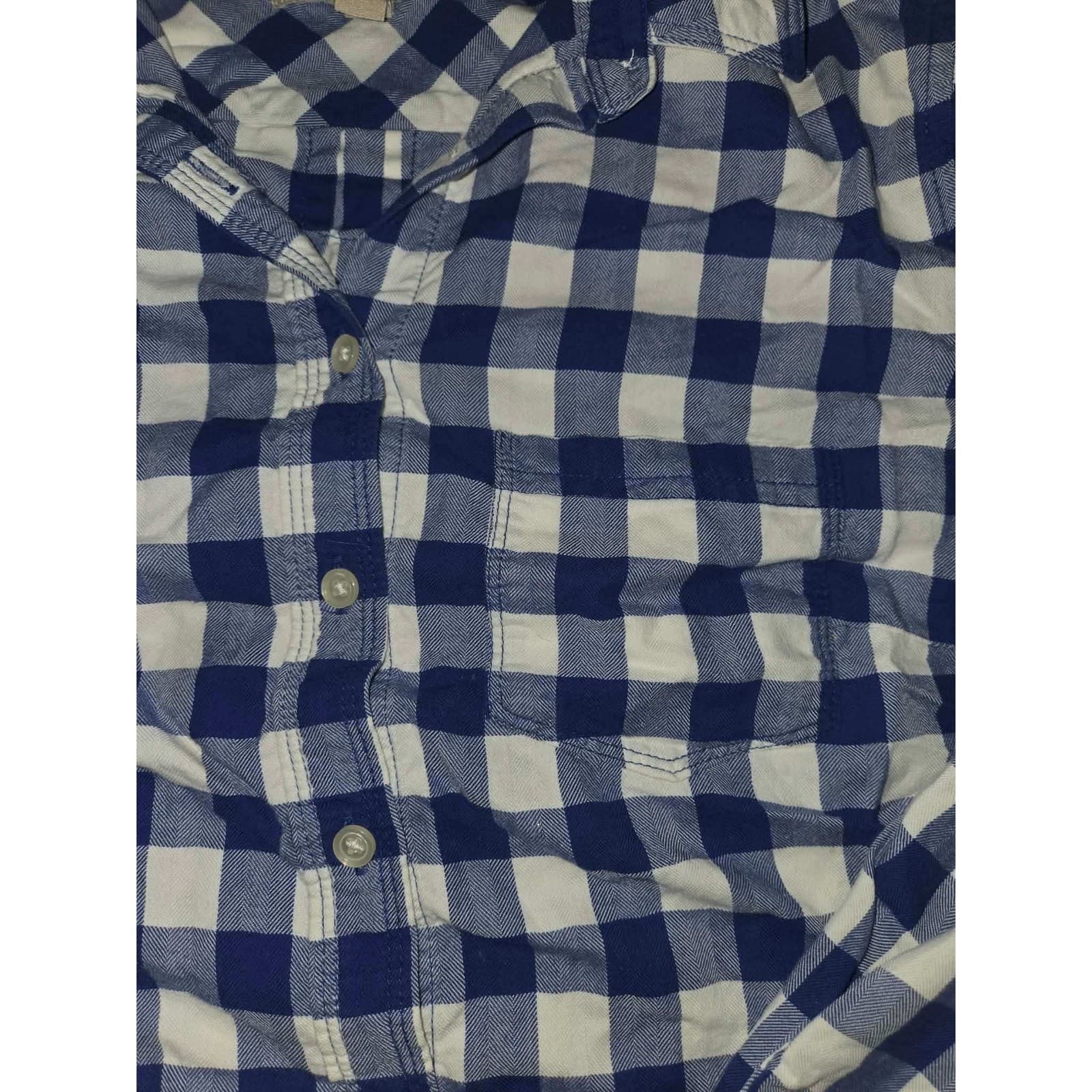 Banana Republic Button Down Shirt Navy White Gingham Soft Wash Cotton Women XS - Thumbnail 6