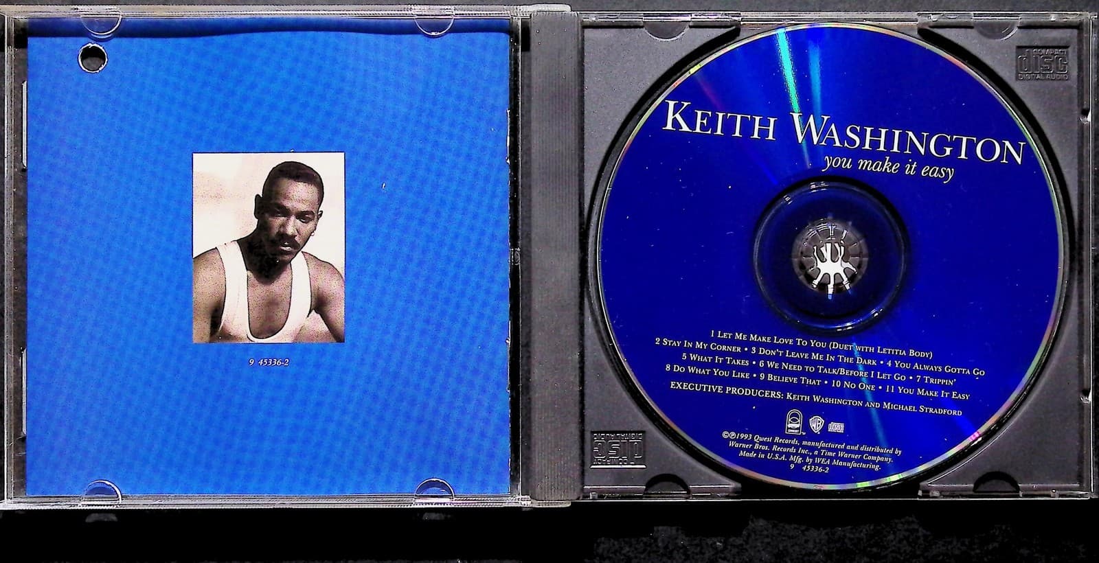 Keith Washington CD You Make It Easy 1993 R&B Soul Album Qwest Records Music - Thumbnail 3