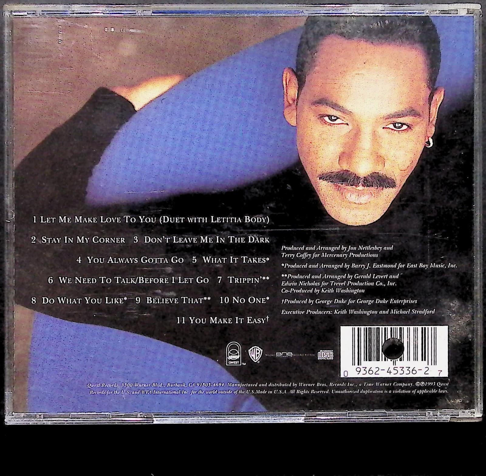 Keith Washington CD You Make It Easy 1993 R&B Soul Album Qwest Records Music - Thumbnail 2