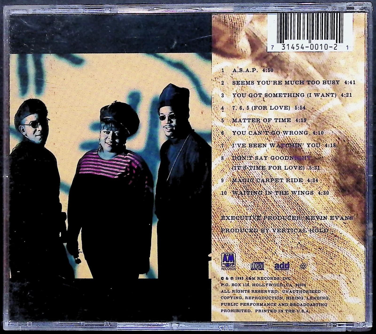 Vertical Hold CD A Matter Of Time 1993 A&M Records R&B Soul Album Music - Thumbnail 2