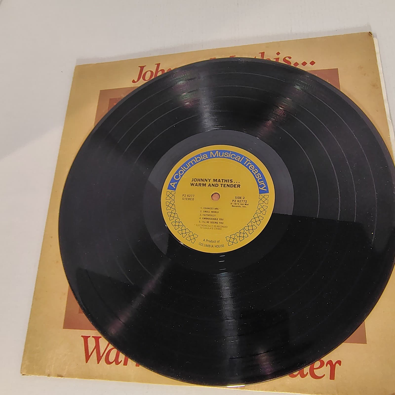 Johnny Mathis Vinyl Record Warm and Tender 2 LP Columbia Musical Treasury 6276 - Thumbnail 5
