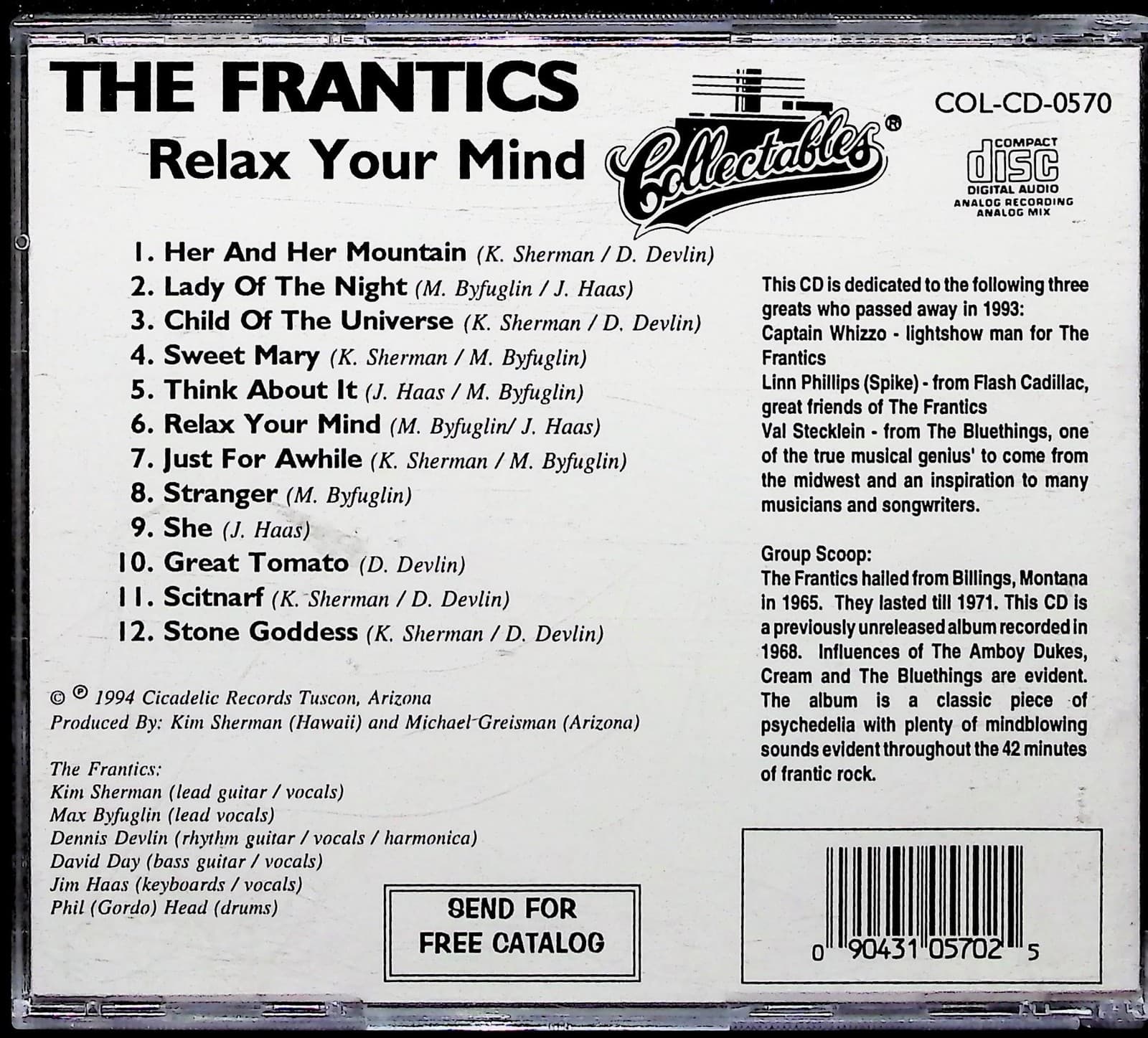 Vintage The Frantics CD Relax Your Mind 1994 Psychedelic Rock Collectables - Thumbnail 4