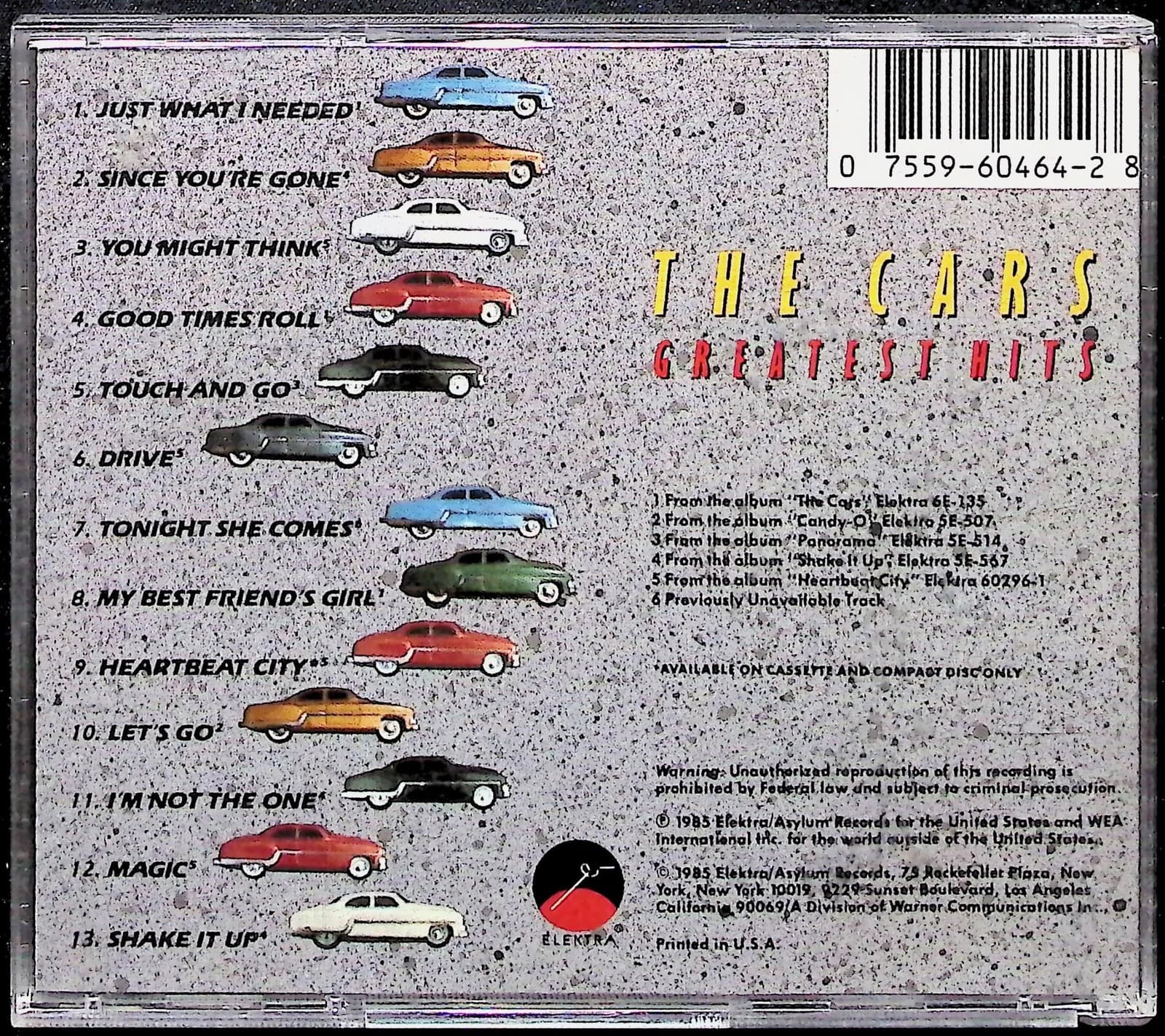 Vintage The Cars CD Greatest Hits Rock Album Elektra 1985 Compilation Music - Thumbnail 4